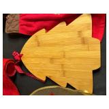 Christmas Decor Bundle - Poinsettia Linens, Napkin Rings (Set of 4), Santa Hats