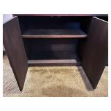 Walnut Finish Wood Bookcase Cabinet w/ Shelves & Drawers - 96 x 59 x 15 in
