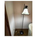 Black Metal Floor Lamp with White Fabric Shade - 64 in Tall