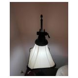 Black Metal Floor Lamp with White Fabric Shade - 64 in Tall