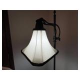 Black Metal Floor Lamp with White Fabric Shade - 64 in Tall