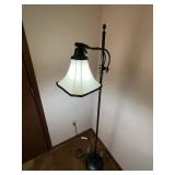 Black Metal Floor Lamp with White Fabric Shade - 64 in Tall