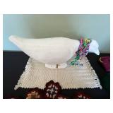 White Bird Figurine, Crochet Granny Square Afghan, Plush Bunny, Jewelry Box & Enablo Pouch