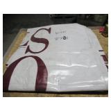 10′ x 18′ 7 oz. Black Vinyl Tarp w/ Advertisement – Reused Billboard – 7 mil Lightweight Duty