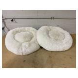LOT OF 2 Boots & Barkley Donut Bolster Dog Bed - Cream - M - 28 Inches (L), 7 Inches (H) x 24 Inches (W)