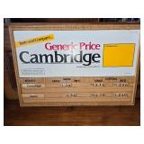 Generic Price Cambridge Sign With A Few Numbers Showing Prices