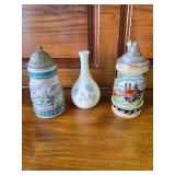 2 Steins. Avon Endangered Species "The Bald Eagle". Scene of Munich, and Wedgwood Bud Vase