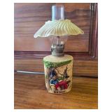 Small Oil Lamp, 4 Tiny Shot Glasses and A Small Jack Daniels Bottle