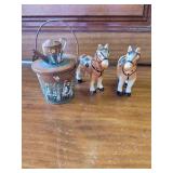 Horse Salt and Pepper Shakers and Tiny Candle Can