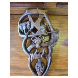 Hand Carved Wooden African Map, Wall Hanging "Big Five" Animals