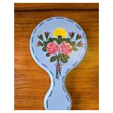 Blue Painted Mirror and Wooden Brushes