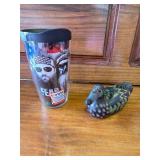 Hand-Carved Duck and Tervis Mug