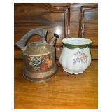 Vintage Tea Pot (Aluminum) and Small Vase/Crock