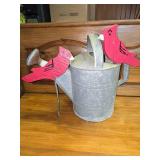 Vintage Watering Can, 2 Cardinal Picks for a Garden