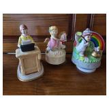 Three Music Boxes, Vintage, Lady Secretary, Little Girl Riding Horse, Girl Chasing Butterfly