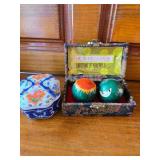 Vintage Chinese Baoding balls, AKA Health Balls or Exercise Balls and Trinket Box