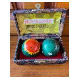 Vintage Chinese Baoding balls, AKA Health Balls or Exercise Balls and Trinket Box