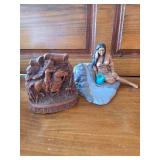 Indian on Waterfall and Indian on Horse Pen Holder