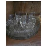 4 Snack Trays, Federal Glass Co With Cups