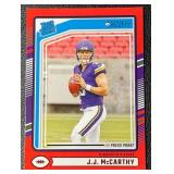 J.J. McCarthy 2024 Donruss Red Press Proof Minnesota Vikings Rookie Football Card No. 303