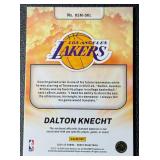Dalton Knecht 2024 Hoops "Rise and Shine" Rookie  Jersey Swatch Los Angeles Lakers Rookie Basketball Card No. RSM-DKL