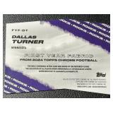 Dallas Turner 2024 Topps "First Year Fabric" Minnesota Vikings Rookie Patch Football Card No. FYF-DT