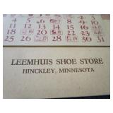 1948 Calendar Leemhuis Shoe Store, Hinckley, MN