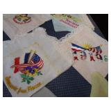 WWI & WWII Hankies, Pilots Silk Map,  Sweetheart Silk, Flying High Artwork