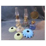 Mini Kerosene Lamps with Blue, Bobeches