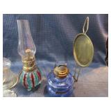 Mini Kerosene Lamps with Blue, Bobeches