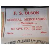 1931 Stark Mn Calendar, FS Olson