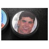 Adam Oates & Maurice Richard Autograph Photo Puck Lot | 2 Autograph Pucks