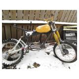 Metal dirt bike frame with shocks, ...