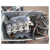 Large tote containing misc motorcyc...