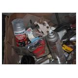 Box of misc hand tools, hardware an...
