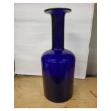 Cobalt Blue Glass Decanter Vase - Tall Neck, 21 in