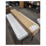 Long Rectangular Cardboard Box with White Shipping Label - Warehouse Item