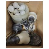 Assorted Lighting Fixtures With Glass Shades & A19 Bulbs Bundle