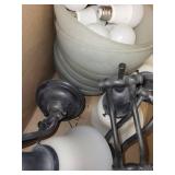 Assorted Lighting Fixtures With Glass Shades & A19 Bulbs Bundle