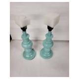 Mint Green Ceramic Baluster Table Lamps (Lot of 2)