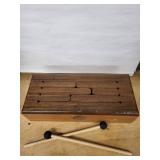 Vintage Wooden Box Percussion Instrument with Two Mallets