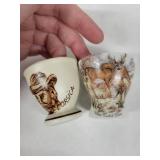 Vintage Egg Cups - Assorted Ceramic Set of 6 with Church Crest & Portuguese Motifs