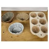 Antique Stoneware Jelly Molds - Pudding Molds (6-Cavity Tray)