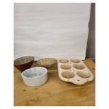 Antique Stoneware Jelly Molds - Pudding Molds (6-Cavity Tray)