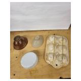 Antique Stoneware Jelly Molds - Pudding Molds (6-Cavity Tray)
