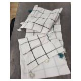 COCOPLOCEUS Decorative Rug Runner & Cushions Set - Blue/Beige Textiles