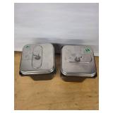 Pair of ceramic Square Canisters with Lids - Black Exterior, White Interior