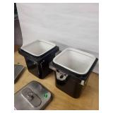 Pair of ceramic Square Canisters with Lids - Black Exterior, White Interior