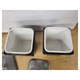 Pair of ceramic Square Canisters with Lids - Black Exterior, White Interior