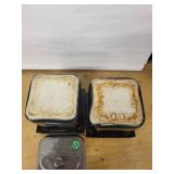 Pair of ceramic Square Canisters with Lids - Black Exterior, White Interior